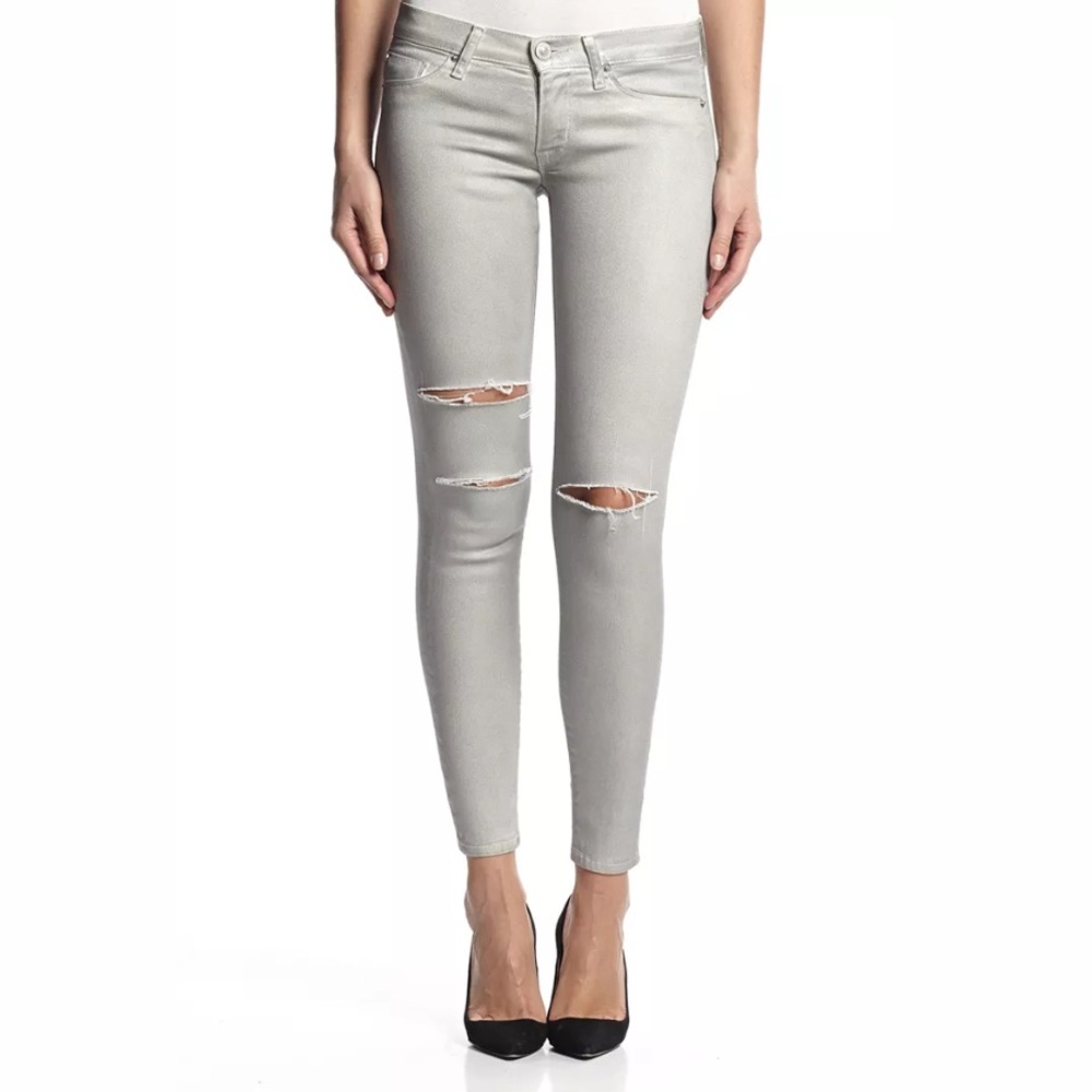 Hudson- Krista Super Skinny Deconstructed Metallic